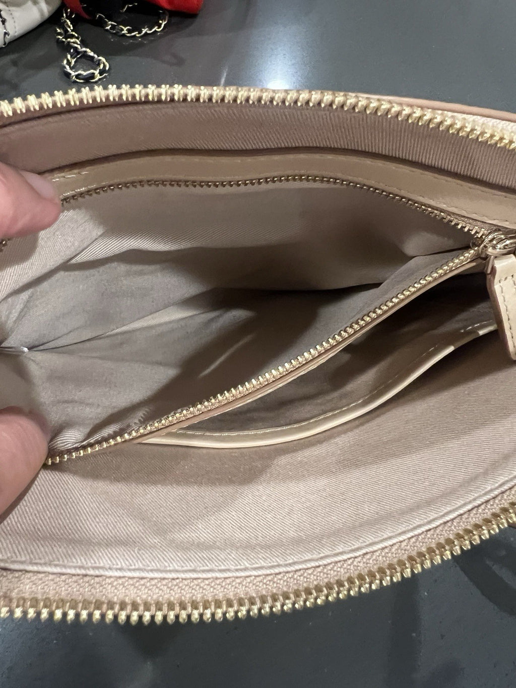 MCM Visetos metallic pouch or crossbody bag.  