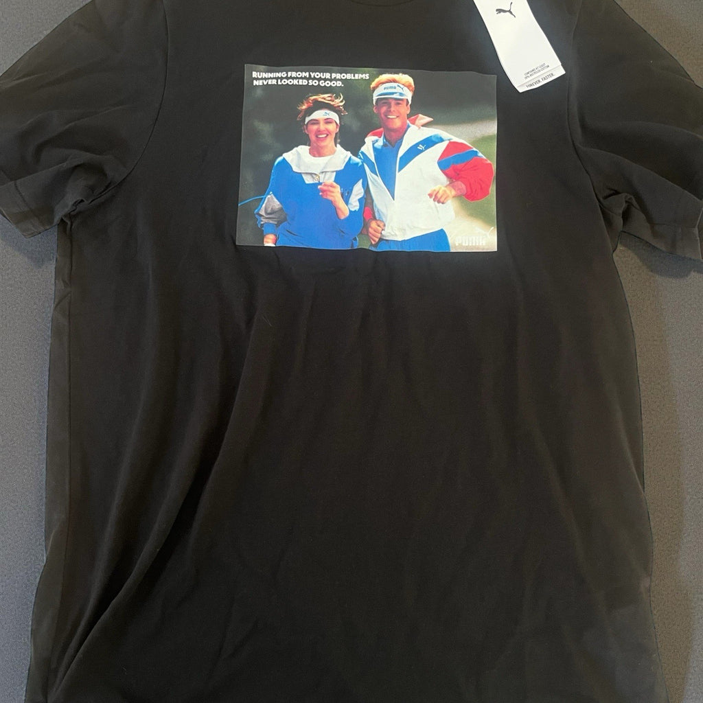 Nwt Puma Mens Large Tshirt Retro Graphic Print, Running Never Looked So Good