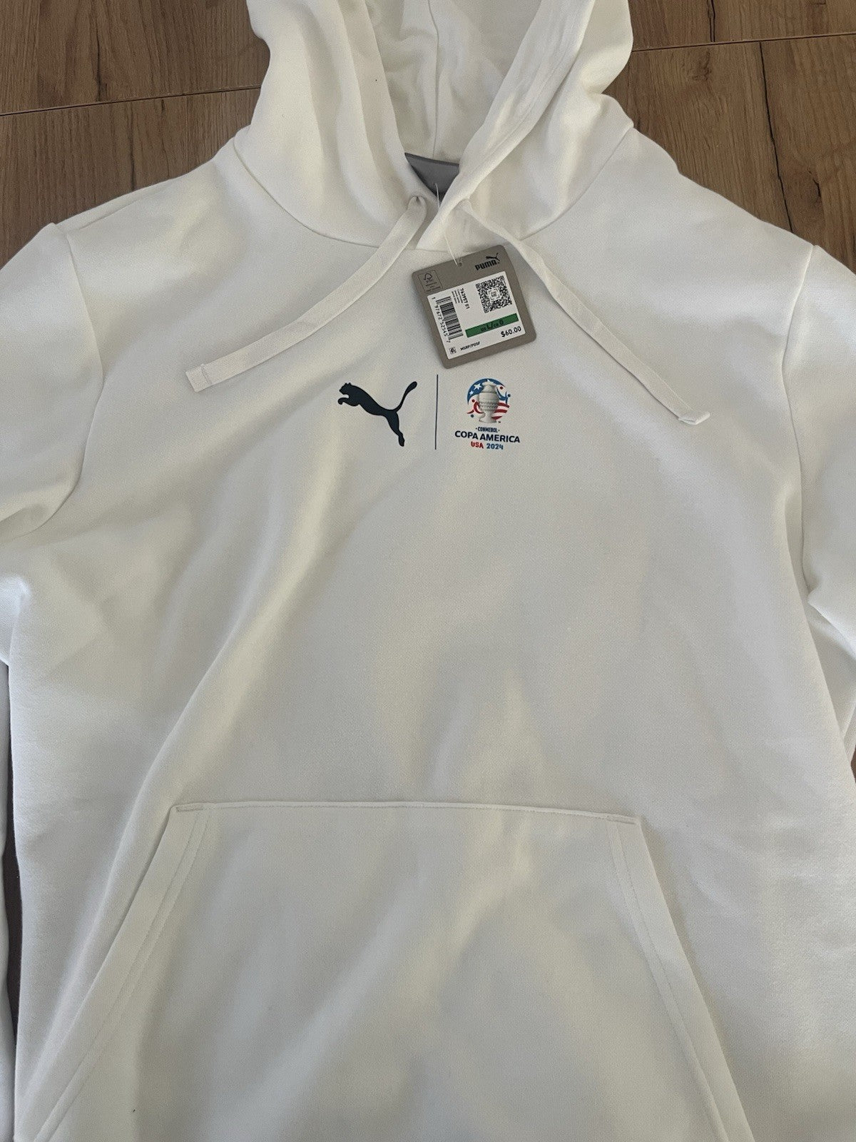 Puma 2024 Copa America White Hoodie 763957 01 Men’s Size Large