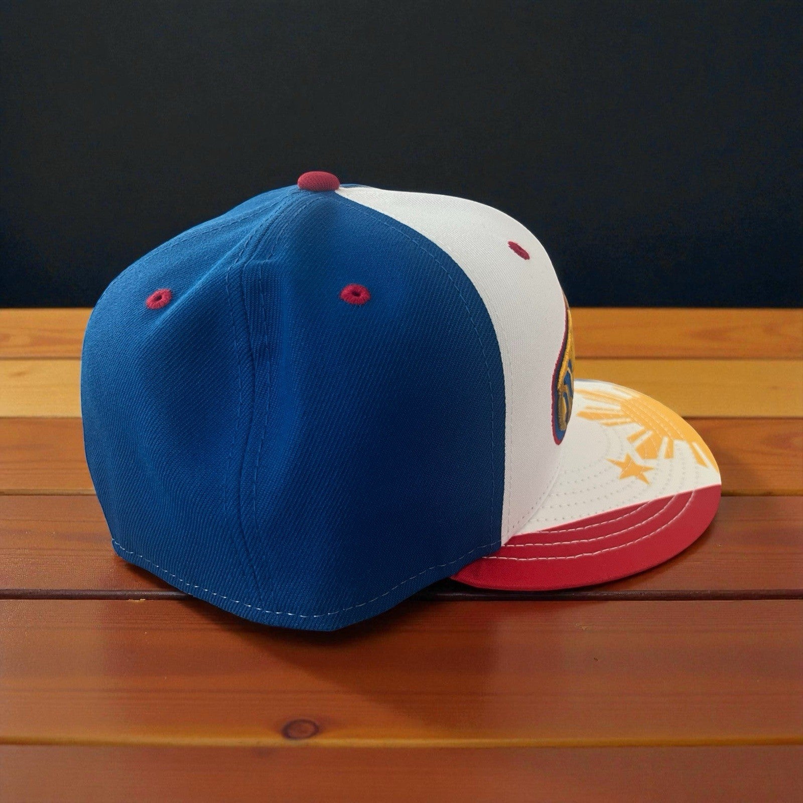 Norfolk Tides MILB NE Lumpia Theme Night FITTED Hat~Red/White/Blue
