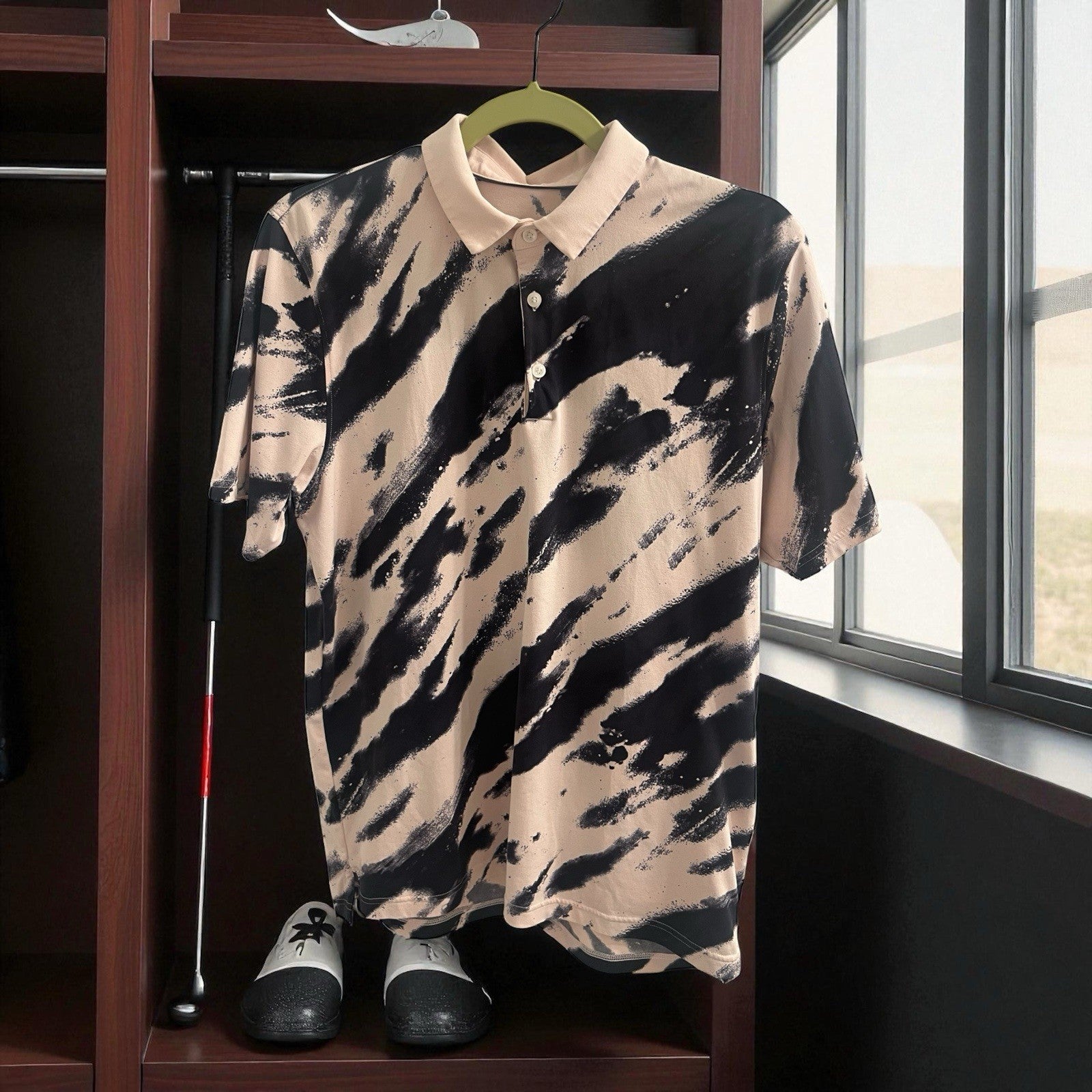 Men's Large Under Armour Steph Curry Golf Polo Shirt Light Pink & Black