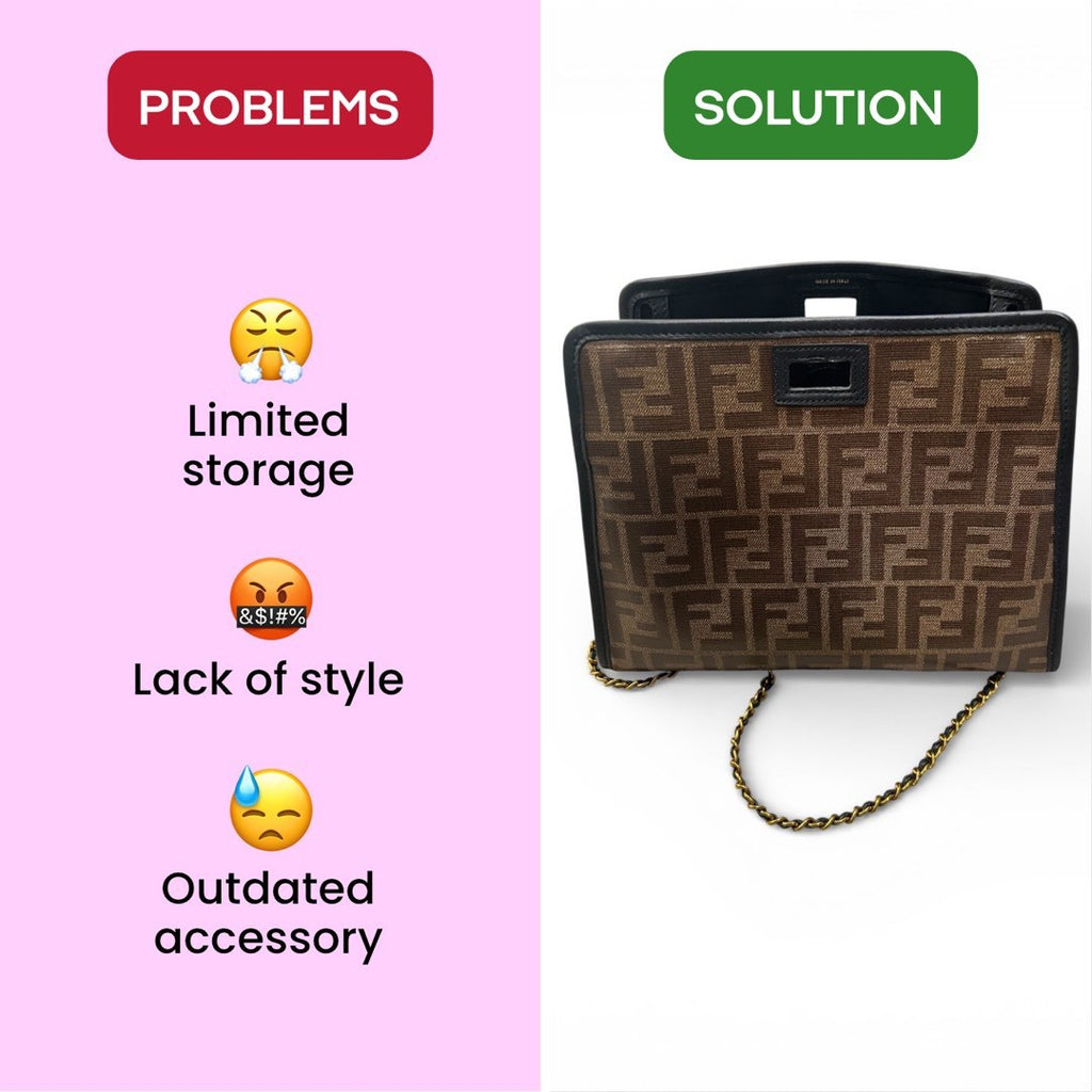 Fendi Peekaboo Defender Zucca coated canvas mini bag, comes with unbranded chain