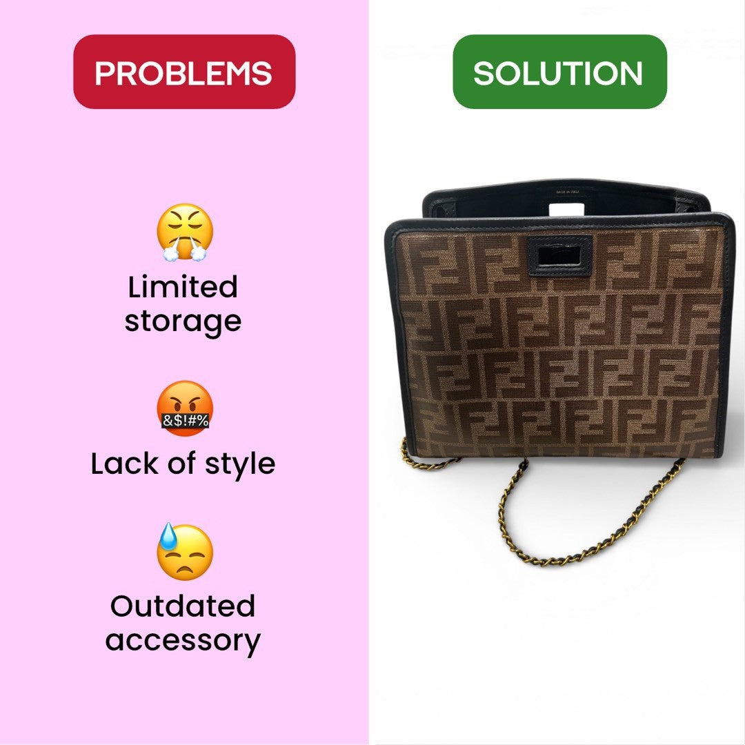 Fendi Peekaboo Defender Zucca coated canvas mini bag, comes with unbranded chain