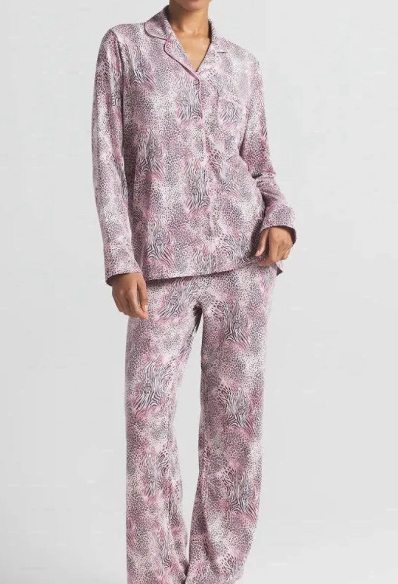 SKIMS Pajamas Sleep Set Size Large Long Sleeve Bloom Mini Multi Animal Print
