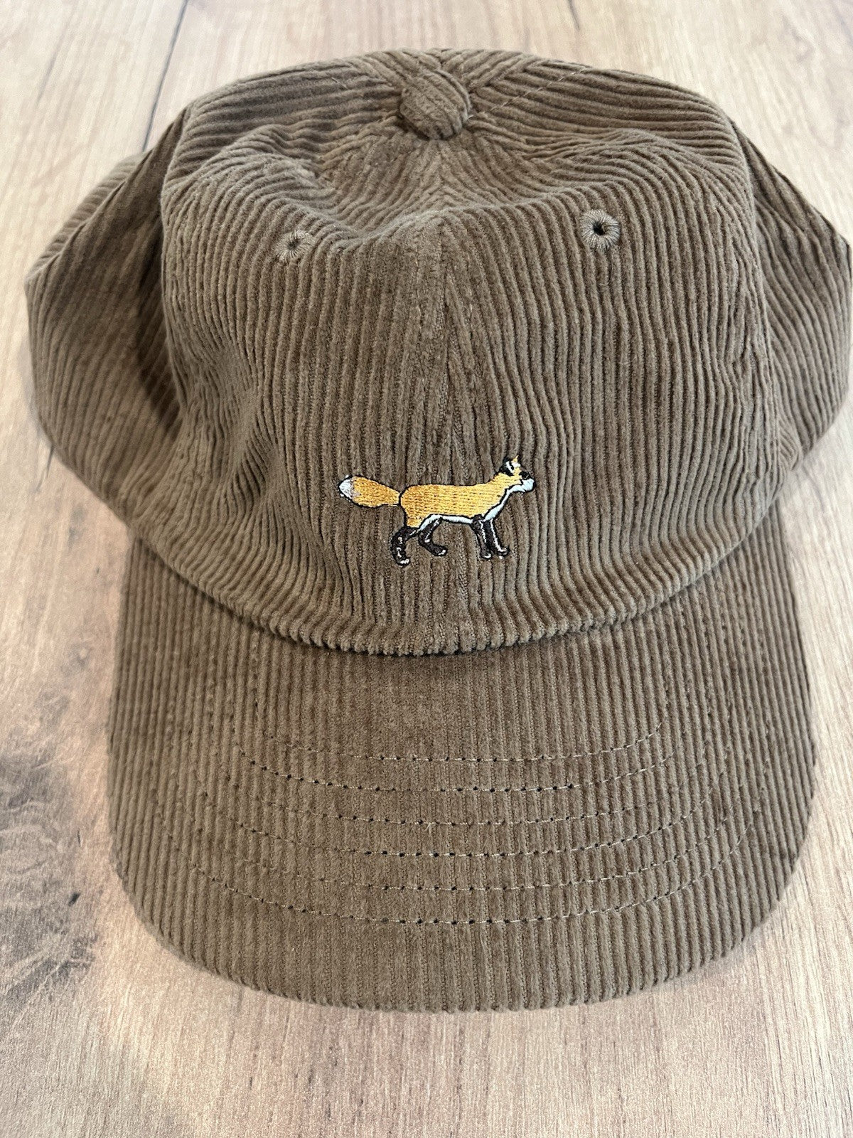 J Crew Mens Beige Corduroy Relaxed Fit Leather Strapback Adjustable Hat
