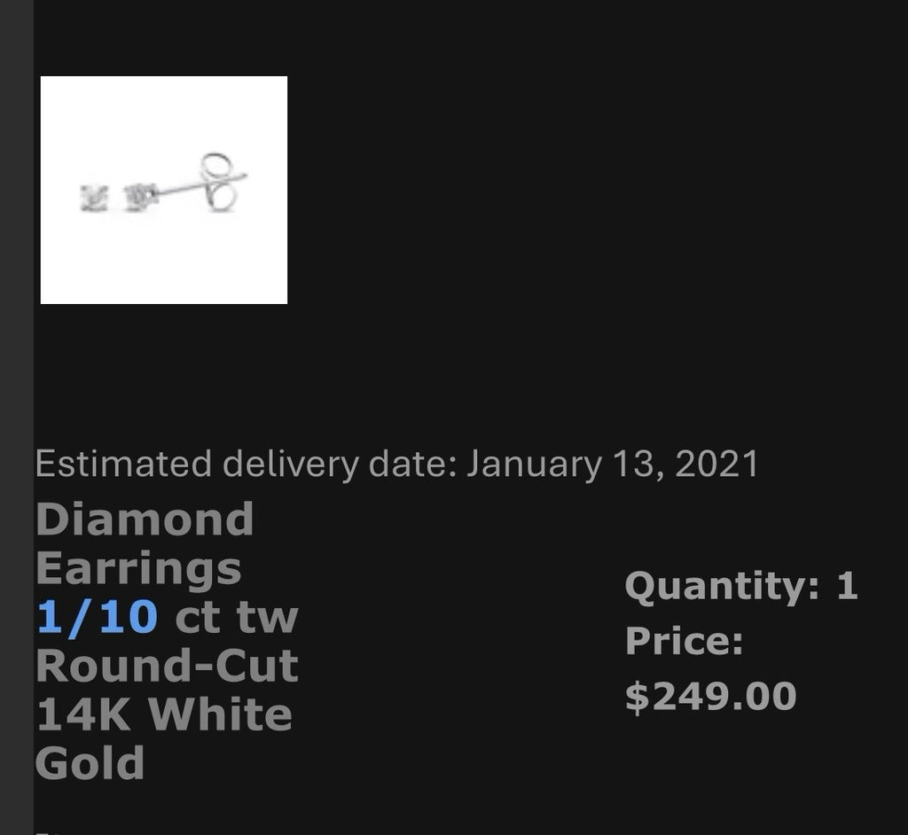 Kay’s Diamond Earrings 1/10 ct tw Round-Cut 14K White Gold Added Receipt In Pic