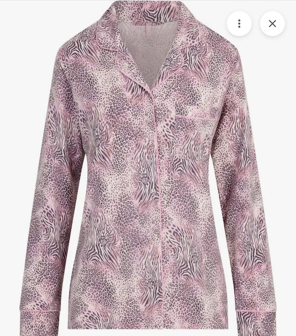 SKIMS Pajamas Sleep Set Size Medium Long Sleeve Bloom Mini Multi Animal Print