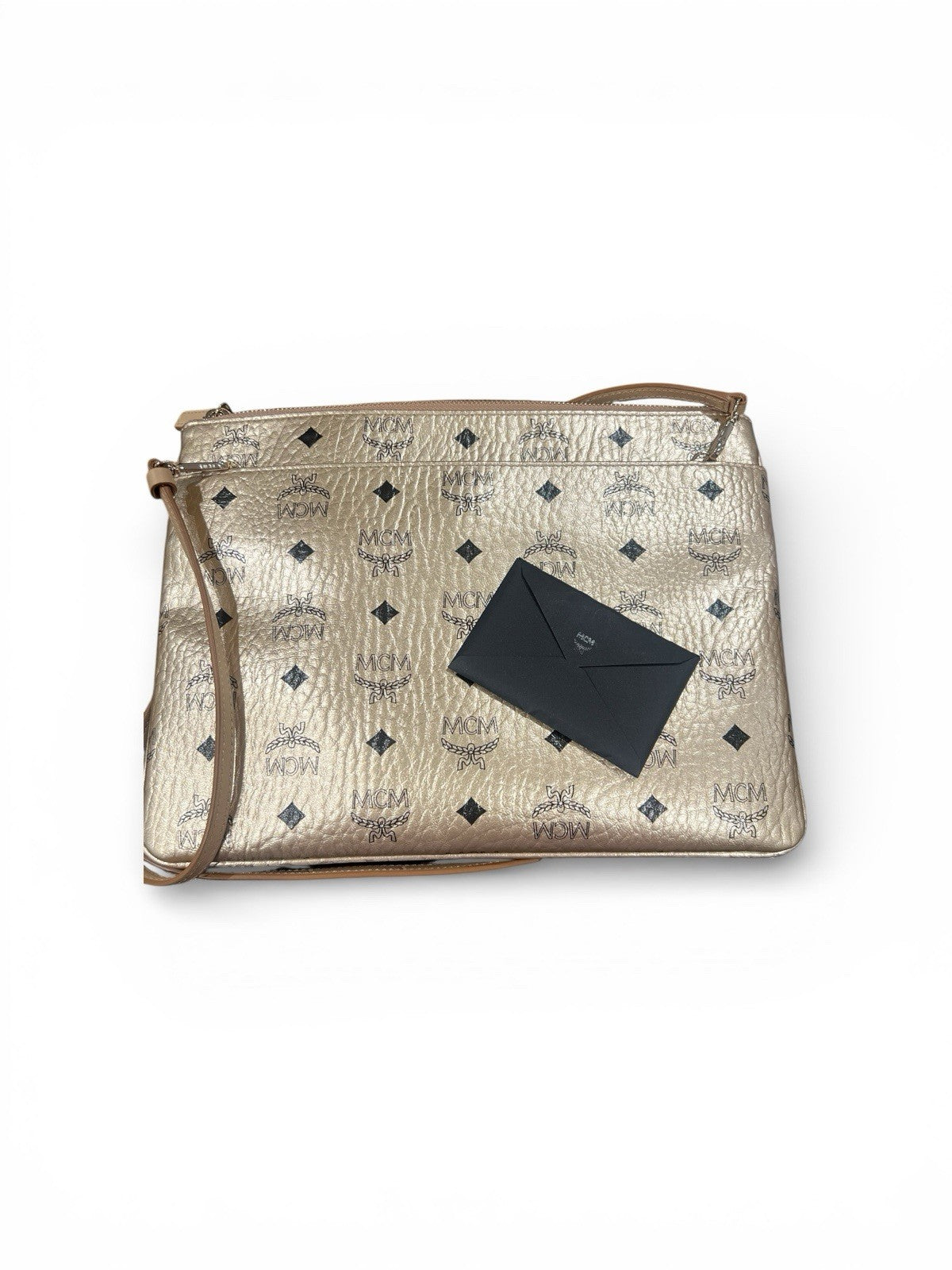 MCM Visetos metallic pouch or crossbody bag.  