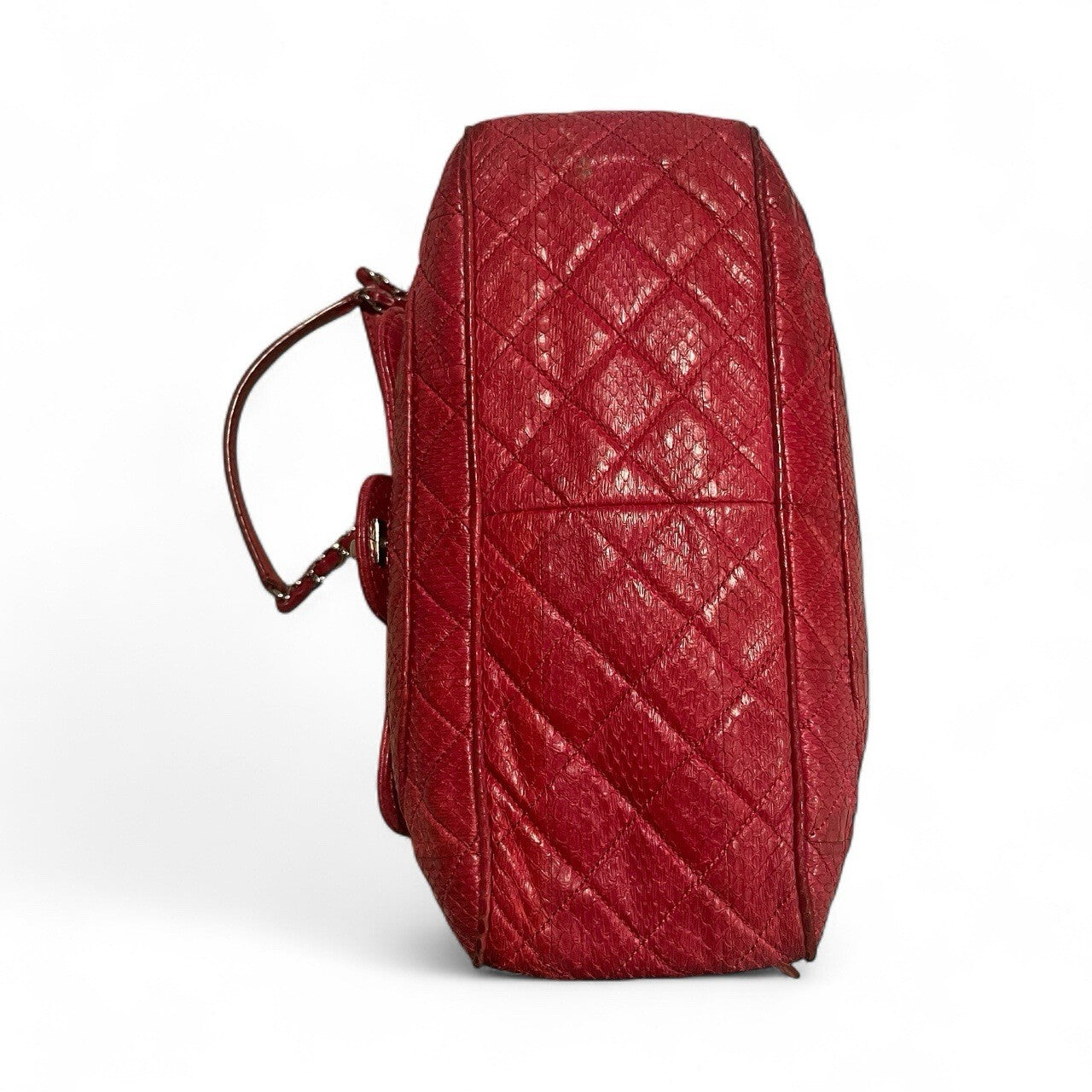 CHANEL Python Leather Shoulder Bag Fuscia Silver Hardware From Japan Rare