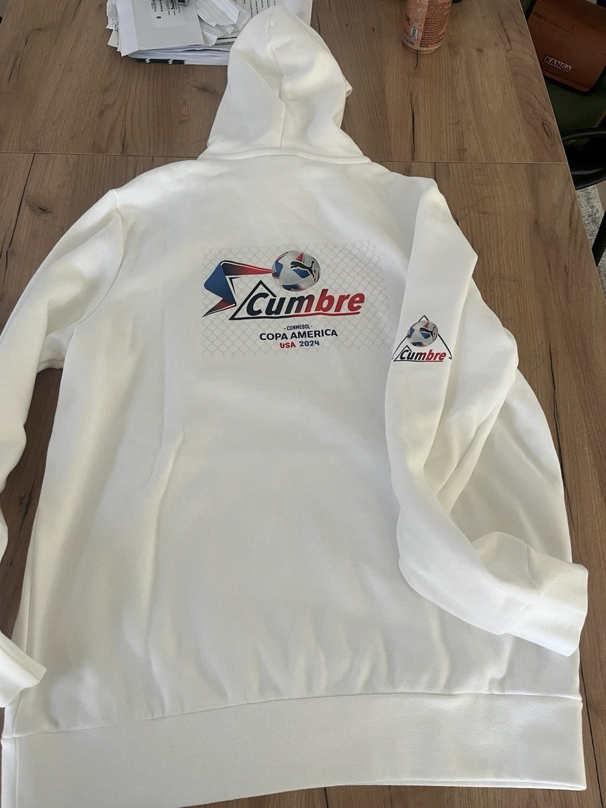 Puma 2024 Copa America White Hoodie 763957 01 Men’s Size Large