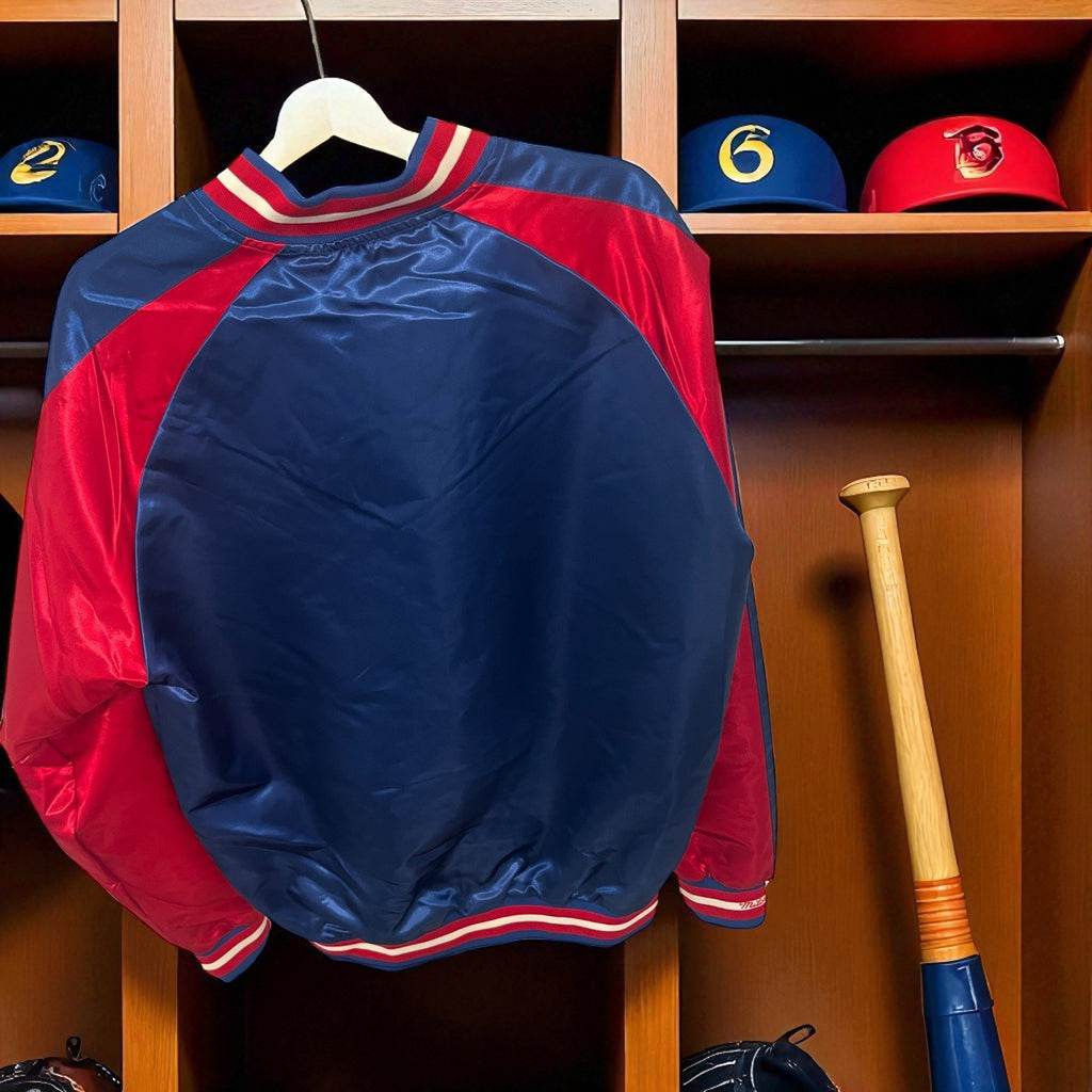 Men's Atlanta Braves Mitchell & Ness MLB Color Blocked Satin Jacket