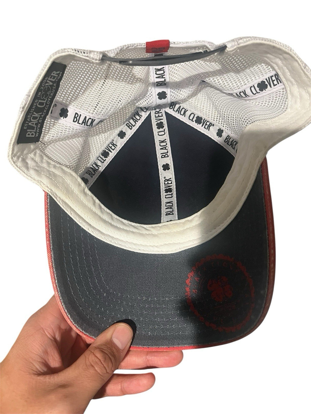 Black Clover Trucker Snapback Golf Hat Red/White/ Blue